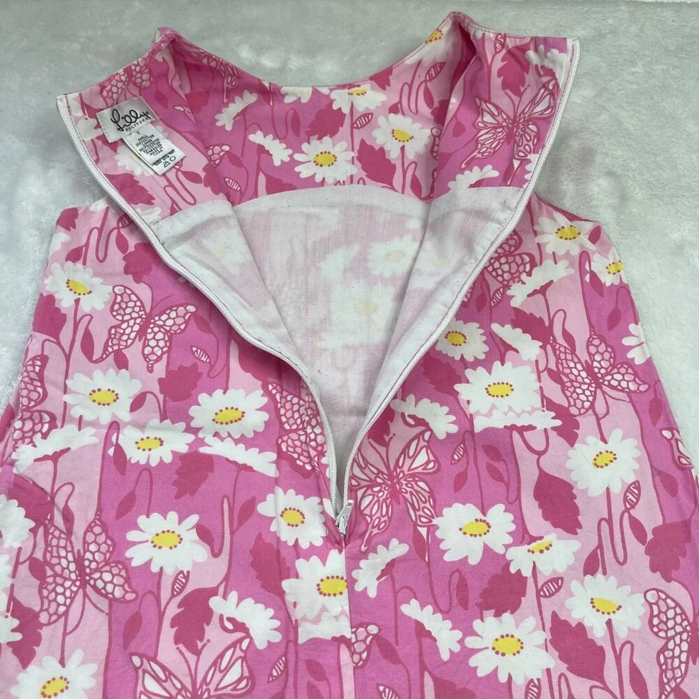 Vintage Lilly Pulitzer Classic Shift Dress‎ Girls Size 7 White Label 100% Cotton